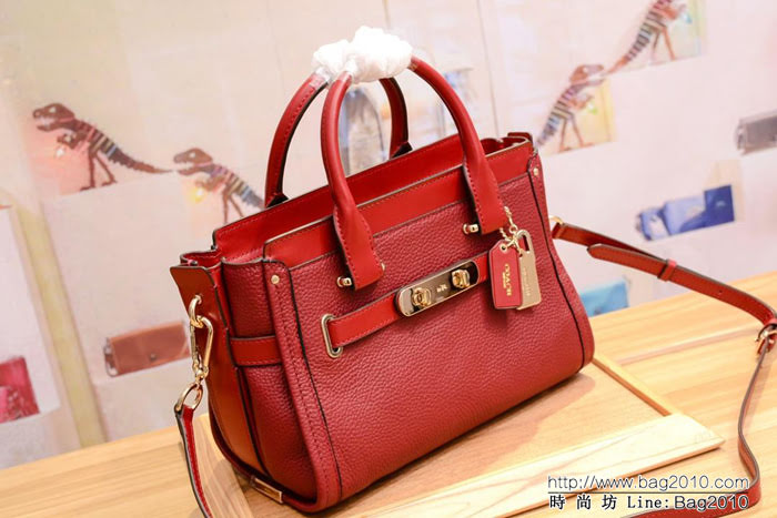 COACH蔻馳 代購正品 全頭層牛皮 swagger小號包 35990 可肩背或斜挎  Chz1473